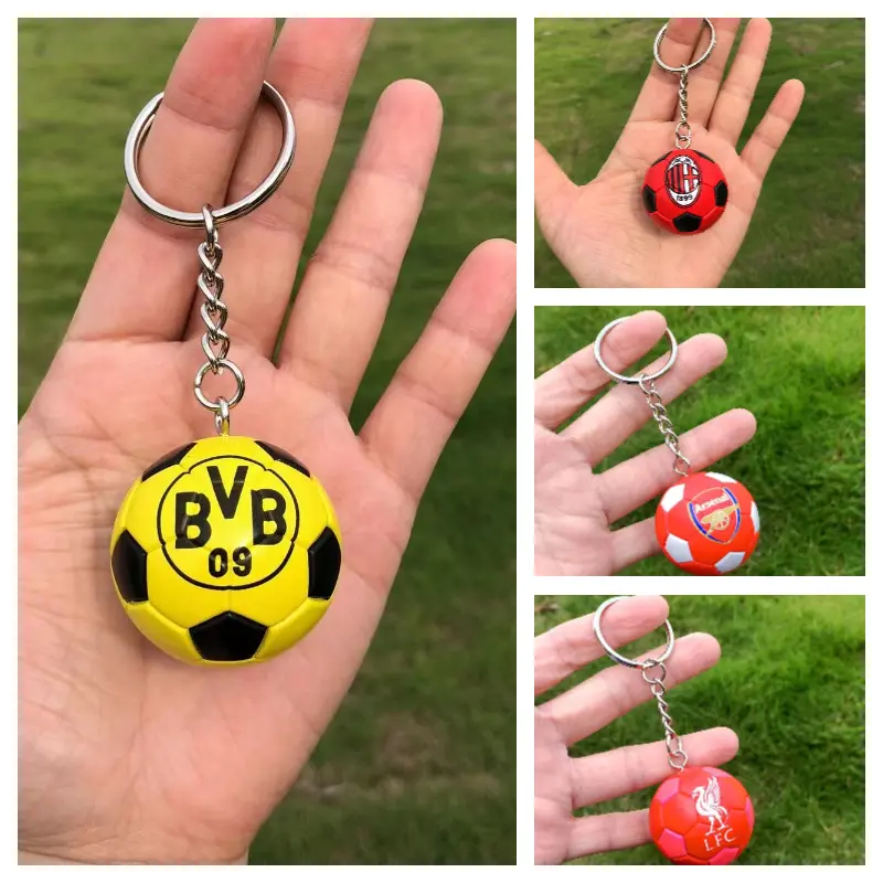 Fashionable Mini Football Keychain Commemorative Gift And Accessory For Real Madrid Liverpool Paris Saint germain Chelsea And Manchester City Fans Unique Souvenir For Business And Festive Occasions Lightweight Plastic Material Han Version Style
