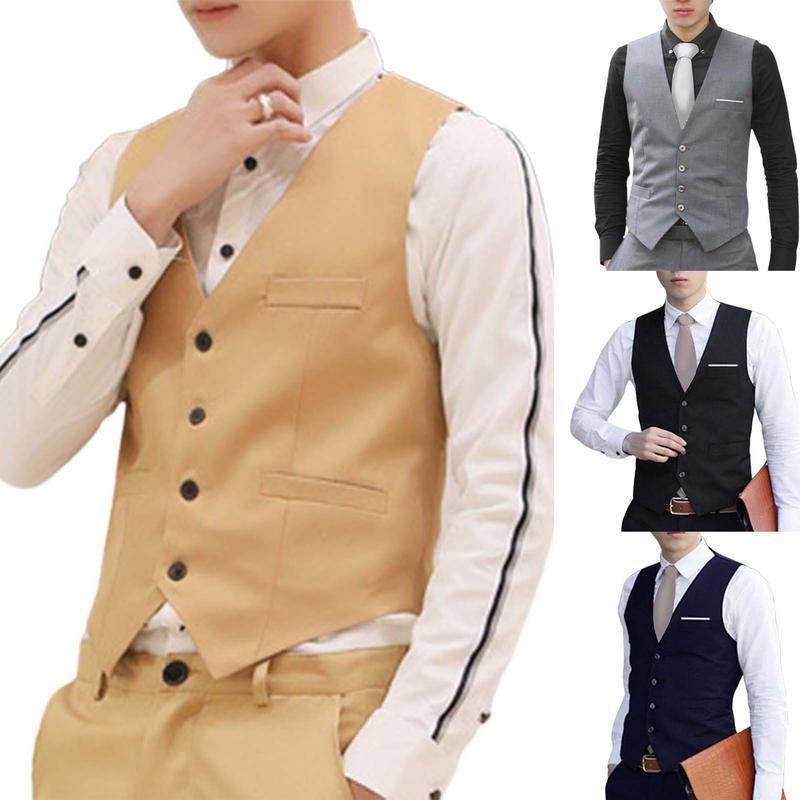 Áo Ghi Lê Nam, Hnitvang, Màu Trơn Dáng Ôm, Một Hàng Cúc, Trang Trọng, Thích Hợp Cho Mùa Xuân, Áo Gi-lê Mặc Đi Làm 7