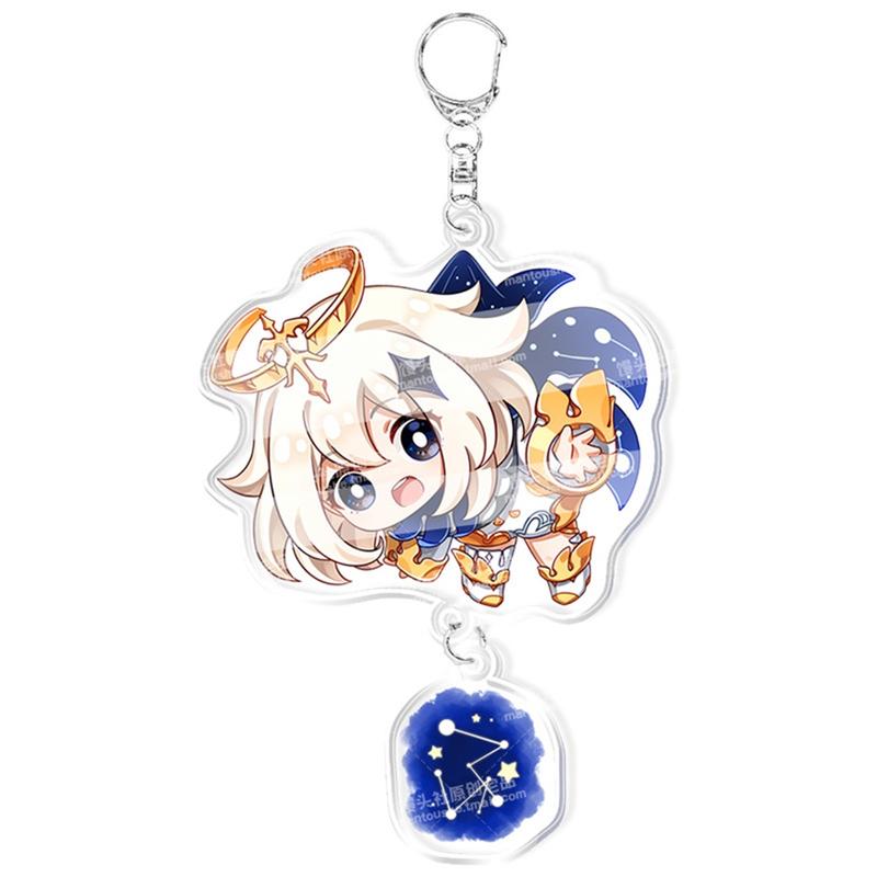Product Introduction of Genshin Impact Keychain Acrylic Keqing Venti Diluc Klee Hung Key Chain Cosplay Accessories Women Men Backpack Pendant Key Ring 17