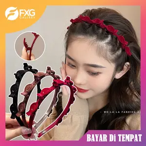 FXG - Bando Jepit 2in1 Beludru Premium Aksesoris Fashion Rambut Wanita Korea BND03