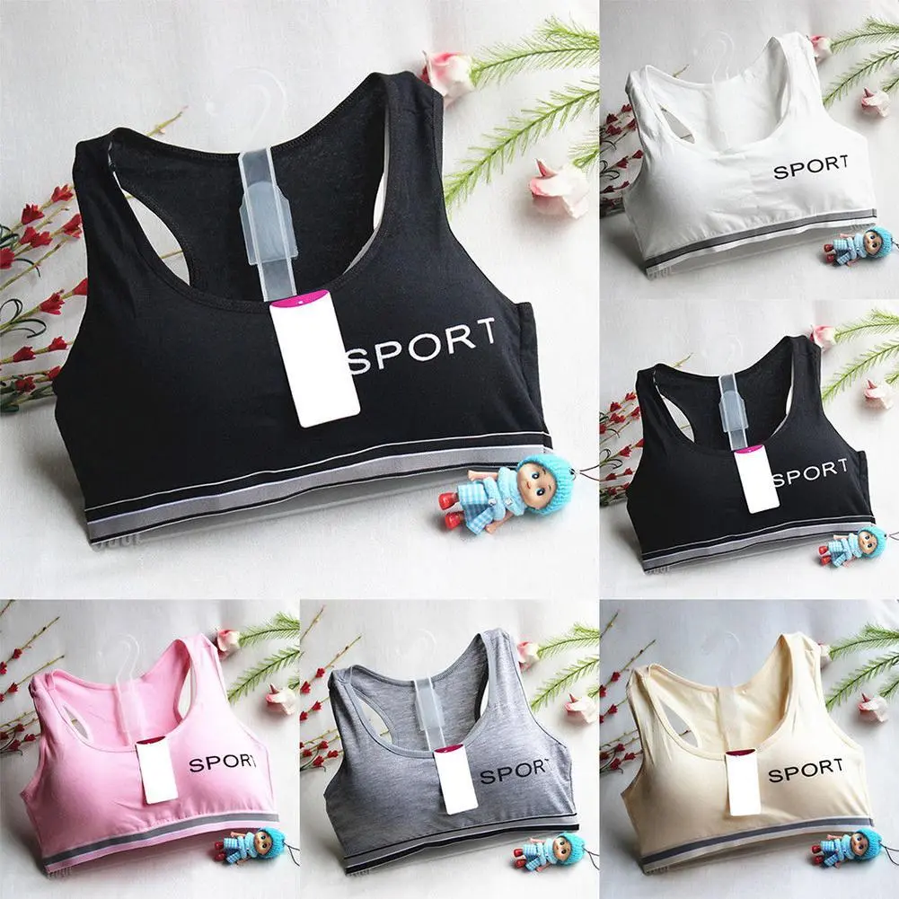 Girl Bra Development Period Teenager Underwear Bra 8-18 Years Student Solid Color Detachable Sponge Bralette Vest