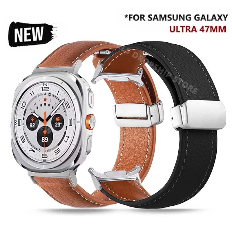 Product Introduction of No Gaps Band For Samsung Galaxy Watch Ultra 47mm Curved End Strap For GALAXY 7 ULTRA 47MM Men Leather Belt Correa Accessories 1