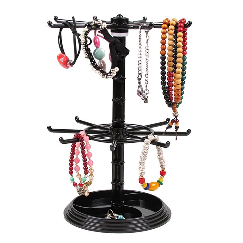 Jewelry Display Rack, 2-layer Rotatable Desktop Jewelry Display Stand, Home Organizer for Necklace, Earrings, Bracelet 0