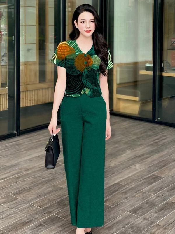  Áo Cộc Tay Set Nữ Sang Trọng Váy Xinh Thời Trang Trung Niên P66 