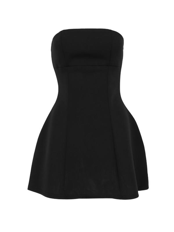 Christmas Gift Women's Solid Color Strapless A Line Dress, Fashion Casual Short Dress for Party Club Dating Wear, Women Dress for Summer Valentine's Day, gift 7
