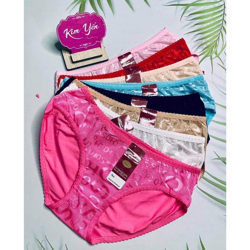  Combo 10 Quần Lót Nữ Thông Hơi Gấm Thái Phối Ren Cao Cấp  6537  Size 55 - 65 Kg Mặc Siêu Êm Thoáng Mát Co Giãn Đàn Hồi Tốt - Kim Yến Stores Women Cotton 