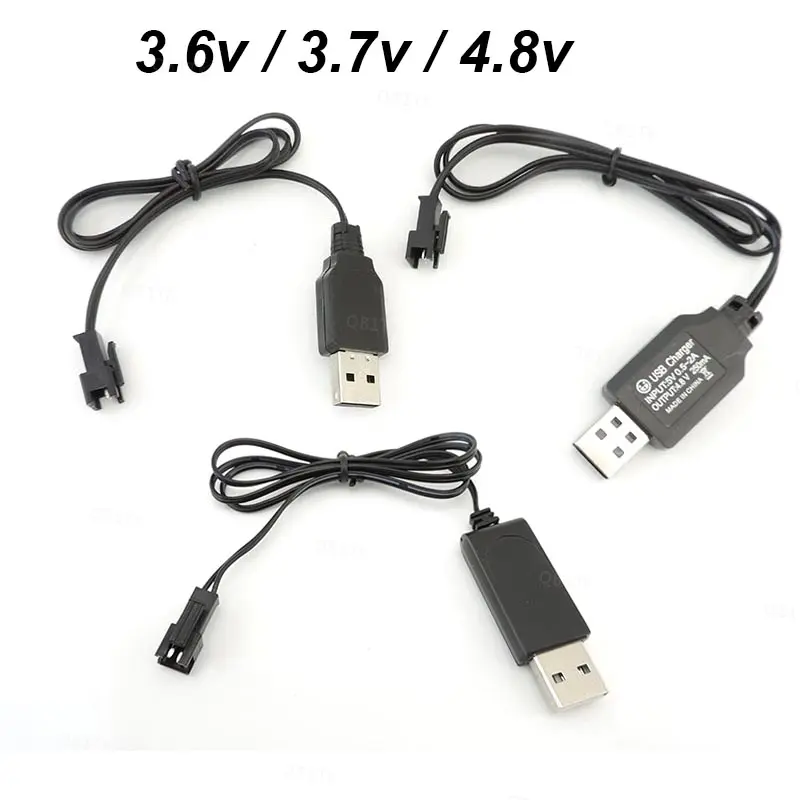 Cáp sạc USB pin NiMh / NiCd, phích cắm chuyển tiếp SM 2P, 3.6V, 3.7V, 4.8V, 250mA, Thích hợp cho ô tô điều khiển từ xa, Bộ sạc USB điện, VNB1