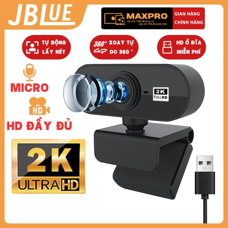 JBLue Webcam 2K/1080P Livestream, mic giảm ồn Trợ sáng cực tốt, Máy tính USB…
