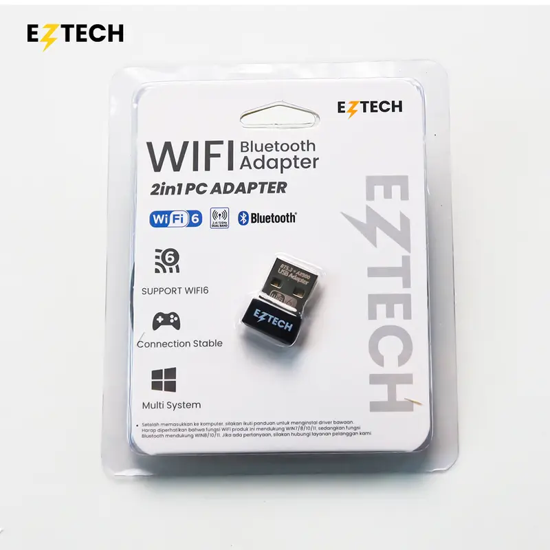 [ EZTECH ] AX900 Nano Wi-Fi 6 600 Mbps 2.4/5GHz Dual Band + Bluetooth 5.3 2in1 USB Wifi Adapter/Dongle/Receiver  [EZTECH] 6