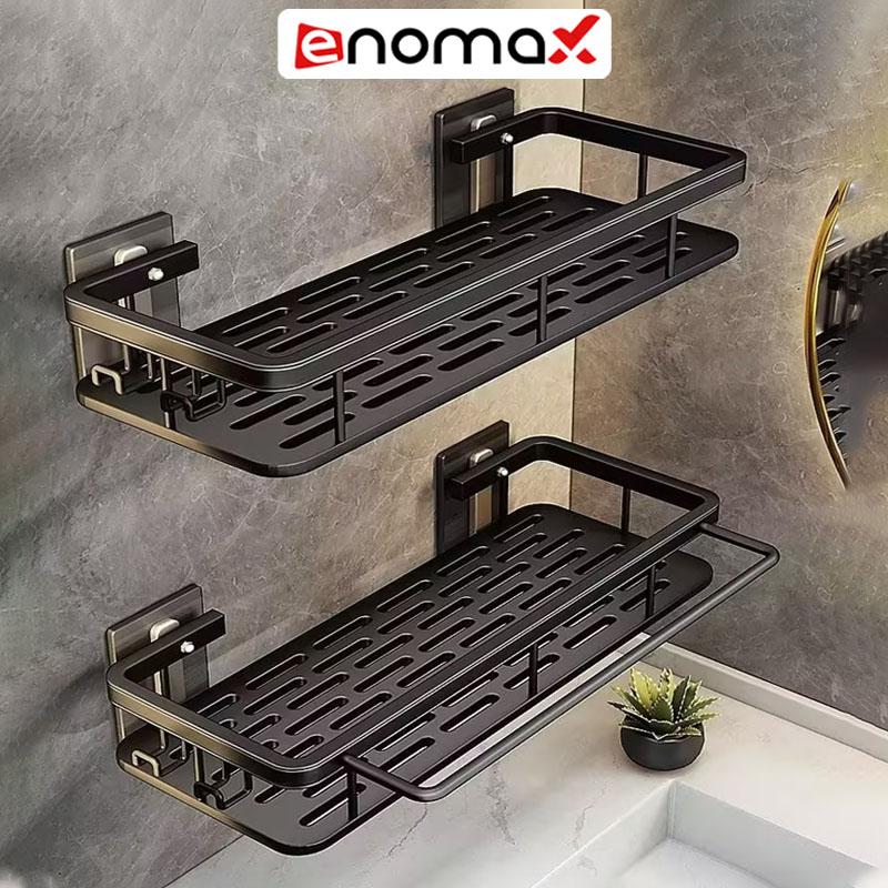 Kệ nhà tắm dán tường Enomax đựng đồ đa năng chất liệu Nhôm hàng không cao cấp chống gỉ tặng kèm phụ kiện lắp đặt