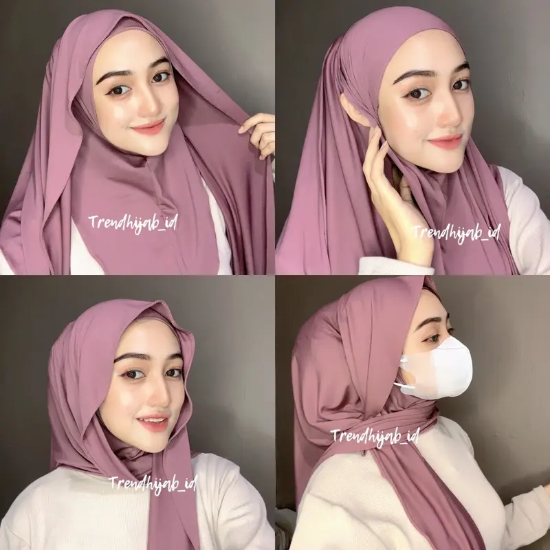 KERUDUNG HIJAB PASHMINA INSTAN MODEL MELEYOT PAKAI INNER NINJA MENUTUP LEHER BAHAN JERSEY Muslim Dewasa Oval 3