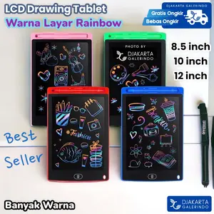 Drawing Writing Tablet 8.5 inch 10 inch 12 inch Colour Warna Rainbow Papan Tulis Anak Digital Warna LED with PEN Edukasi Anak Toy