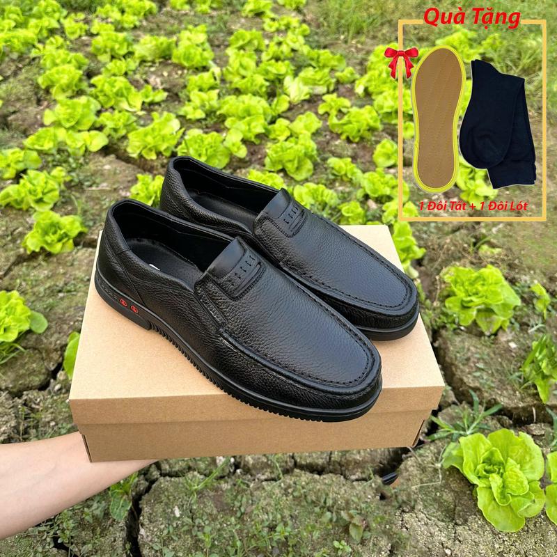 Giày Lười Da Bò mã BĐ Khâu Thủ Công Toàn Bộ Tặng Kèm 1 Đôi Tất 1 Đôi Lót Quế