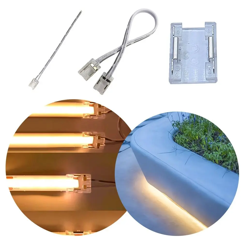 High Quality Transparent Solderless LED Strip Connector 8mm 10mm DIY COB Connector IP20 Single Dual End Connectors for COB 2835 5050 LED Strip Lights