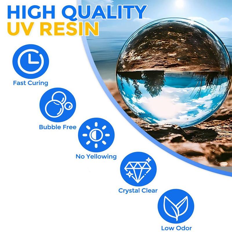 UV Resin Kit, Hard UV Resin, Fast Curing Resin for Jewelry Making, DIY Craft Decoration, Coating 3