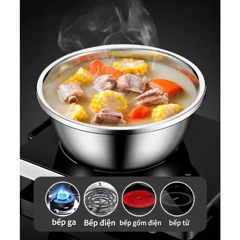 Thau Inox Sâu Lòng Đa Năng - Kích Thước Miệng 18-40cm 5