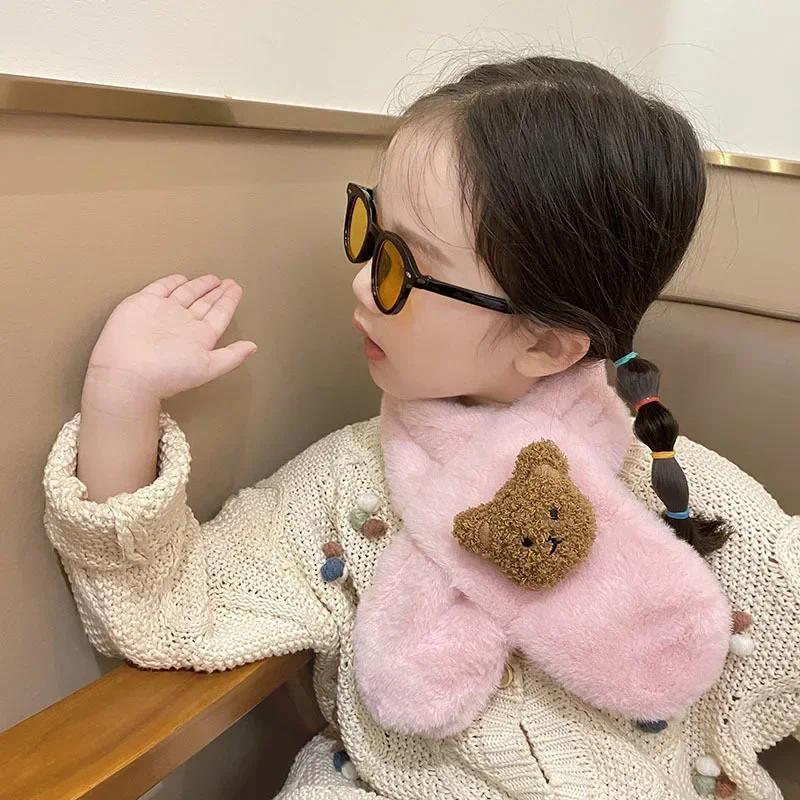 Product Introduction of Korean Style Kawaii Baby Scarfs Cute Cartoon Doll Bear Shawls for Toddler Boy Girl Scarf Autumn Winter Warm Baby Accessories 5