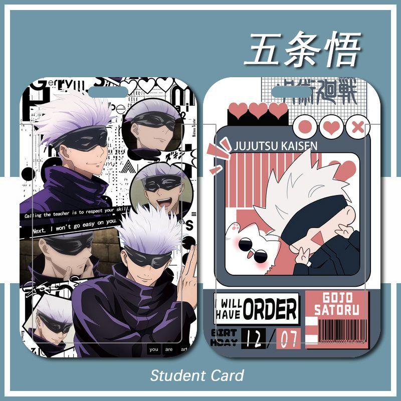 Product Introduction of Pemegang Kad Pelajar, Reka Bentuk Jujutsu Kaisen Satoru Gojo, Boleh Disesuaikan, Sesuai untuk Kad Makan, Kad Kampus, Kad Bas Sekolah, dengan Lanyard Leher Halter, Penutup untuk Kad 6