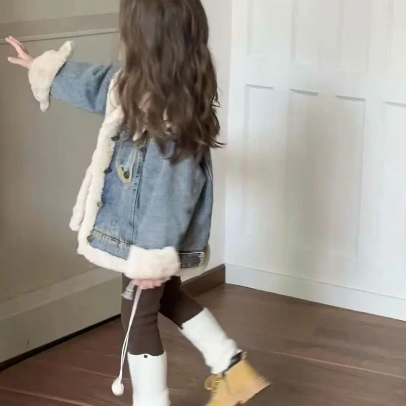 [Poba.63] áo khoác jeans lót lông nhung dày dặn, mềm mịn, ấm áp cho đồ bé gái 8