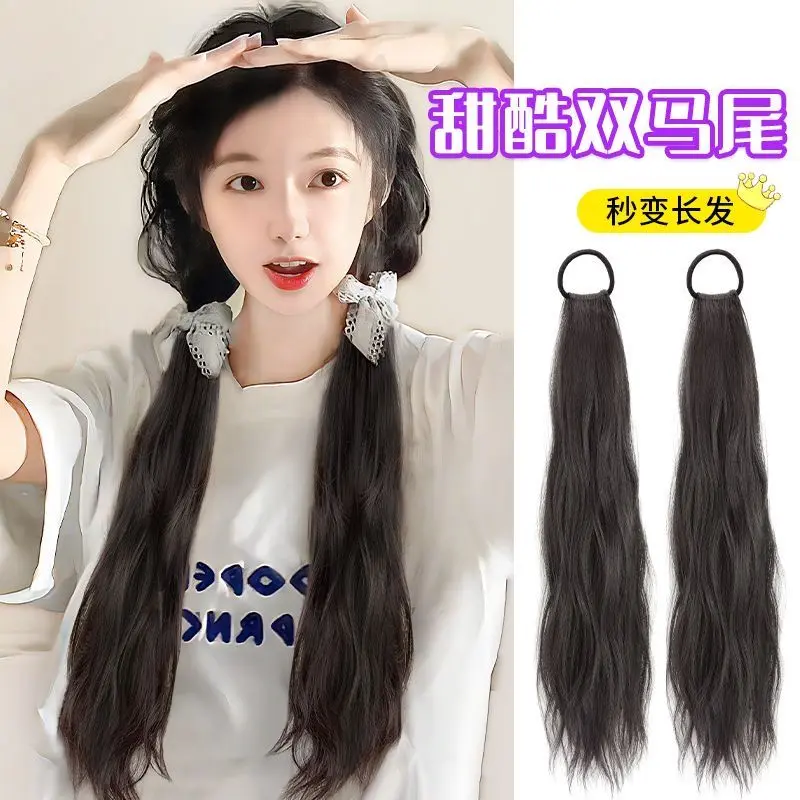 Tóc Giả Đuôi Ngựa Đôi, Dành Cho Nữ, Bện Đấm Bốc Cao Và Thấp, Trông Tự Nhiên, Dễ Thương, Phong Cách Người Nổi Tiếng Trên Internet, Ngọt Ngào Và Ngầu, Thích Hợp Cho Các Cô Gái Nóng Bỏng, Tóc Thẳng Dài, Y2g