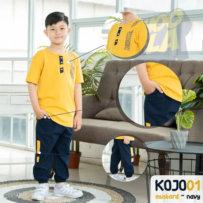 Hoofakids - Set Koko Celana Jogger Anak Laki Laki Muslim Setelan Koko Jogger Furqon  Baju 3
