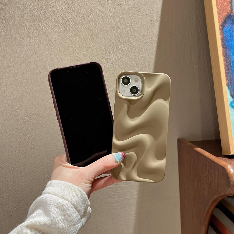 Product Introduction of Wavy Pattern Phone Case, 1 Count Solid Color Matte Phone Protective Cover, Phone Accessories Compatible with iPhone, Casing 6
