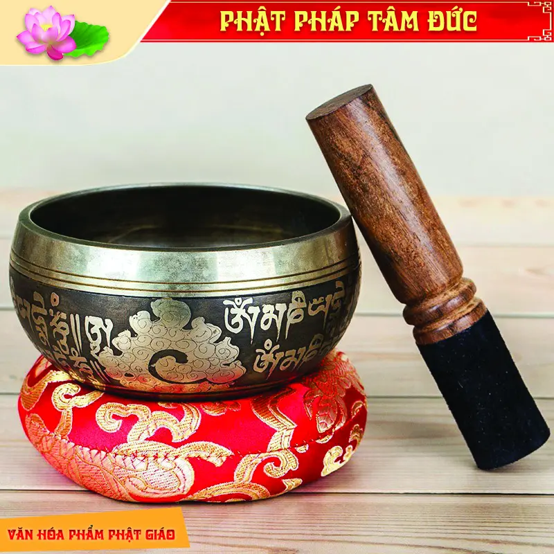 Chuông xoay ne.pal, chuông xoay mật tông t.ây tạ.ng, chuông đồng tụng k.inh - Đủ size, tặng dùi bọc da, vòng đệm và hộp Decor Decor Phòng
