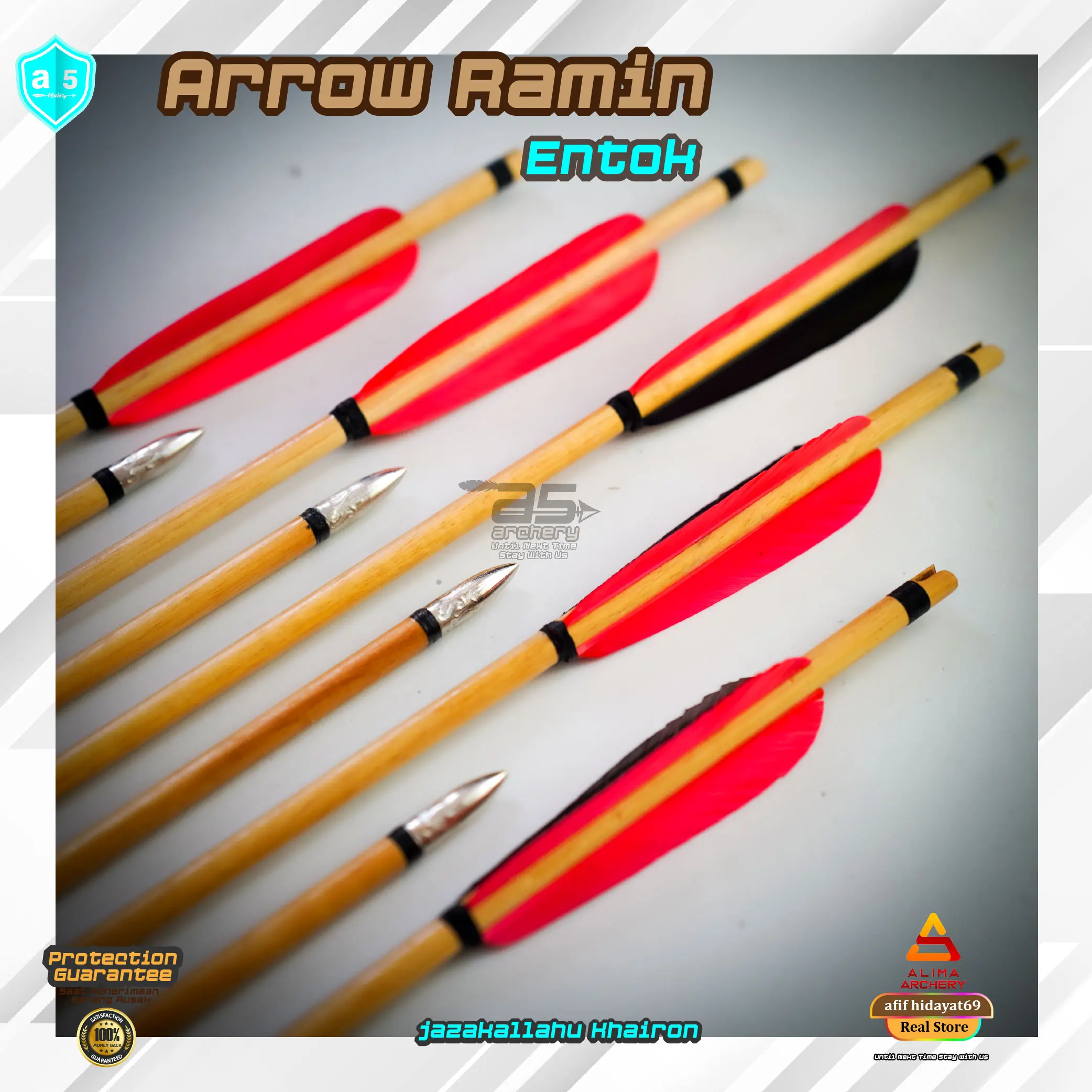 Panah Ramin Vanesh Bulu Entok Olah Raga Panahan Tradisional Outdoor 1 set 6pcs