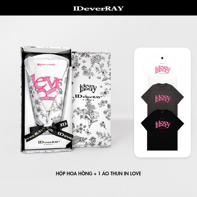 (HỘP HOA TRẮNG) LÂ Áo thun unisex cao cấp chính hãng IDeverRAY quà tặng cho người yêu thương x Vương Hạc Đệ [IN LOVE - Yêu] form oversize chất liệu cotton định lượng 260gsm