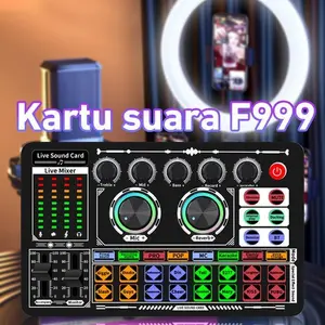 F999 LIVE SOUNDCARD DEDICATED SOUND CARD FOR YOUTUBE FACEBOOK DOUYIN LIVE BROADCAST COCOK UNTUK PONSEL KOMPUTER ALAT AUDIO KARTU EARPHONE LAPTOP Dua Satu Store
