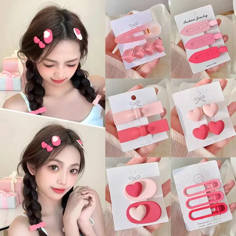 Kẹp Tóc Nhỏ Màu Hồng, Thiết Kế Cô Gái Dễ Thương, Có Nơ Và Hoa, Thích Hợp Cho Tóc Mái, Kẹp Mỏ Vịt Bên, Phụ Kiện Tóc Dopamine đi biển cài thả lơi