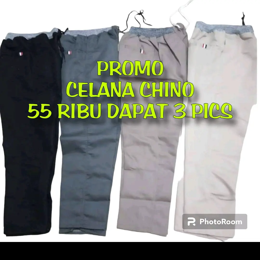 CELANA CHINO / CELANA CHINO MURAH / CELANA CHINO 55 RIBU DAPAT 3 PCS Slim-fitting
