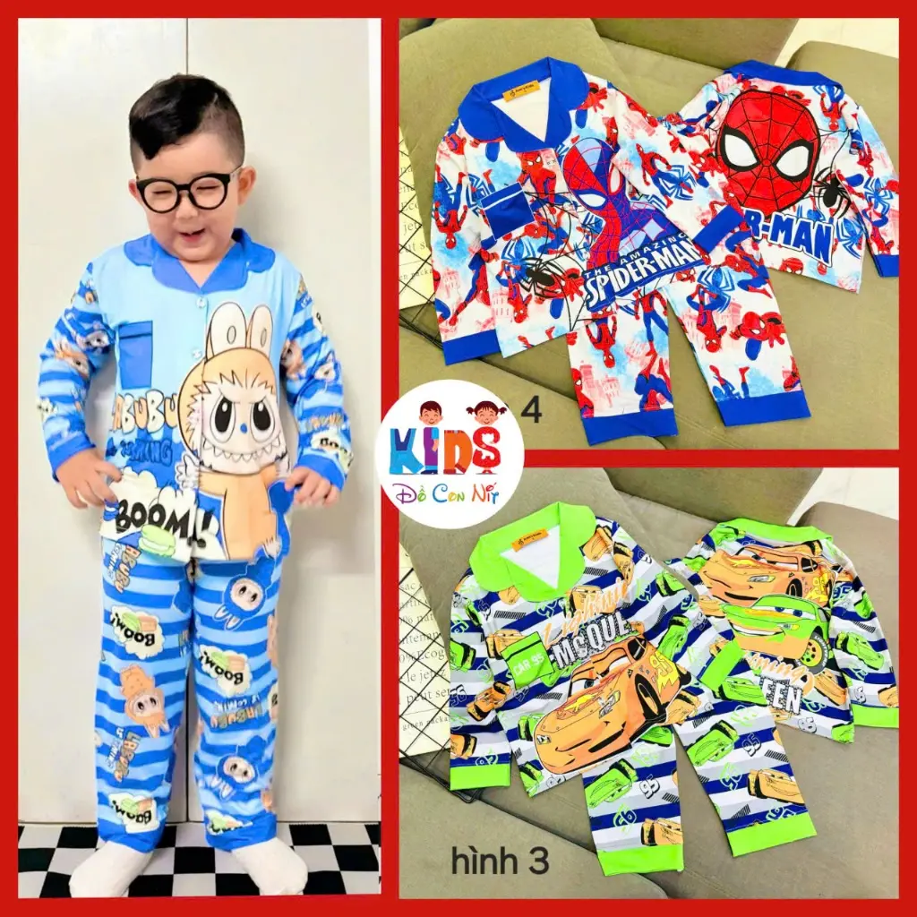 (20-48 KÝ) PIZAMA TAY DÀI BÉ TRAI - ĐỒ BỘ TRẺ EM Dài Tay Thun Cotton