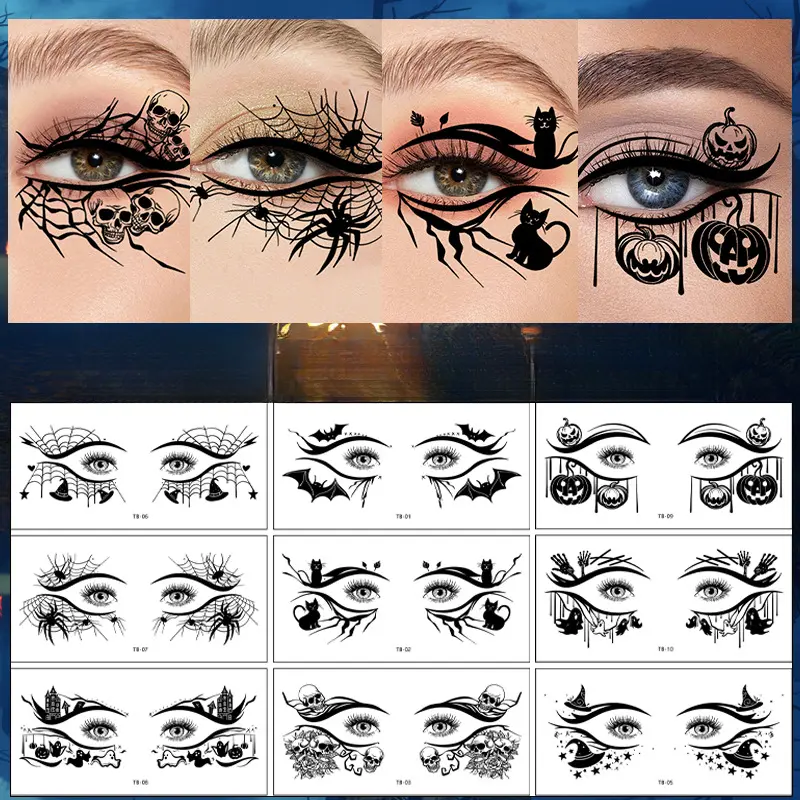 Miếng Dán Hình Xăm Halloween, Thiết Kế Góc Mắt Mới, Cao Cấp, Trang Điểm Mặt, Miếng Dán Hình Xăm Tạm Thời, Làm Bằng Giấy hình xăm dán  30 ngày kim  xăm hình  xăm hình  xăm