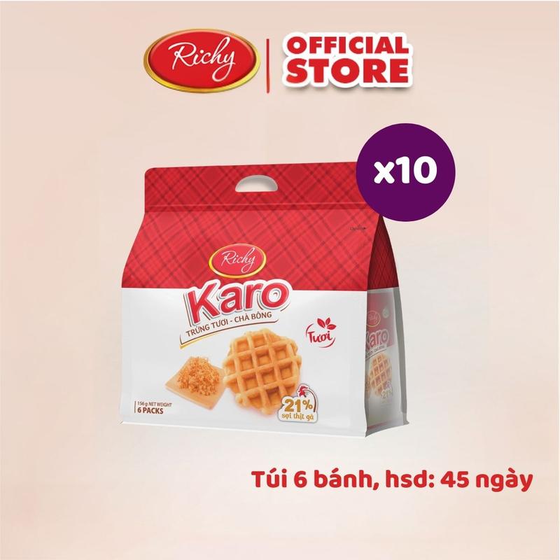 Combo 10 Bánh Mì Trứng Tươi Chà Bông Karo Richy - Snack Ăn Vặt - Nho, Food - Thức Ăn Bánh Quy bánh  keo