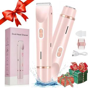 女性用電動ビキニトリマー、充電式2 in 1ボディ＆フェイシャル脱毛、防水仕様でウェット＆ドライ使用可能な女性用トリマー、冬の新年ギフト、バレンタインデーギフト