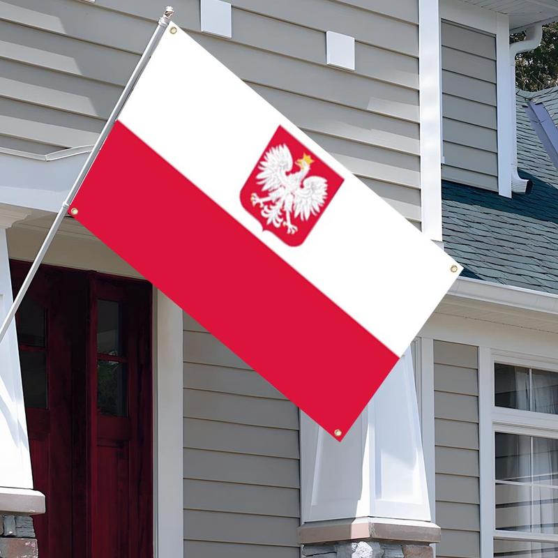 Poland Flag, 3x5ft Poland Flag with 4 Brass Grommets, Decorative Flag for Home Garden Party, Festival Party Supplies 0