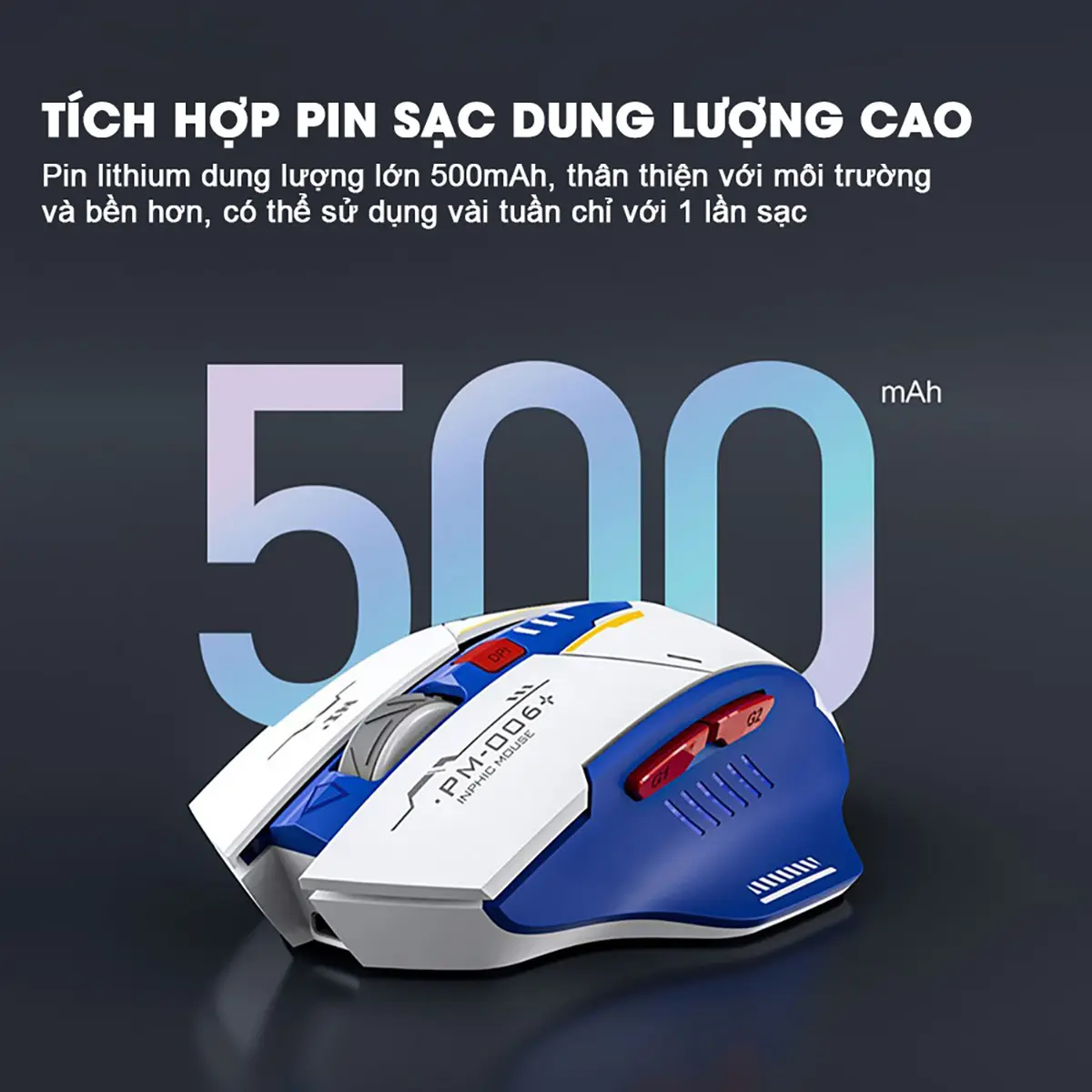 Chuột máy tính không dây gaming SIDOTECH INPHIC F9 GUNDAM pin sạc sử dụng liên tục 3 tháng 6 nút chức năng thiết kế công thái học 4 mức chỉnh DPI silent tắt tiếng chống ồn wireless chơi game liên minh csgo dota valorant trên PC Laptop | BigBuy360 - bigbuy360.vn