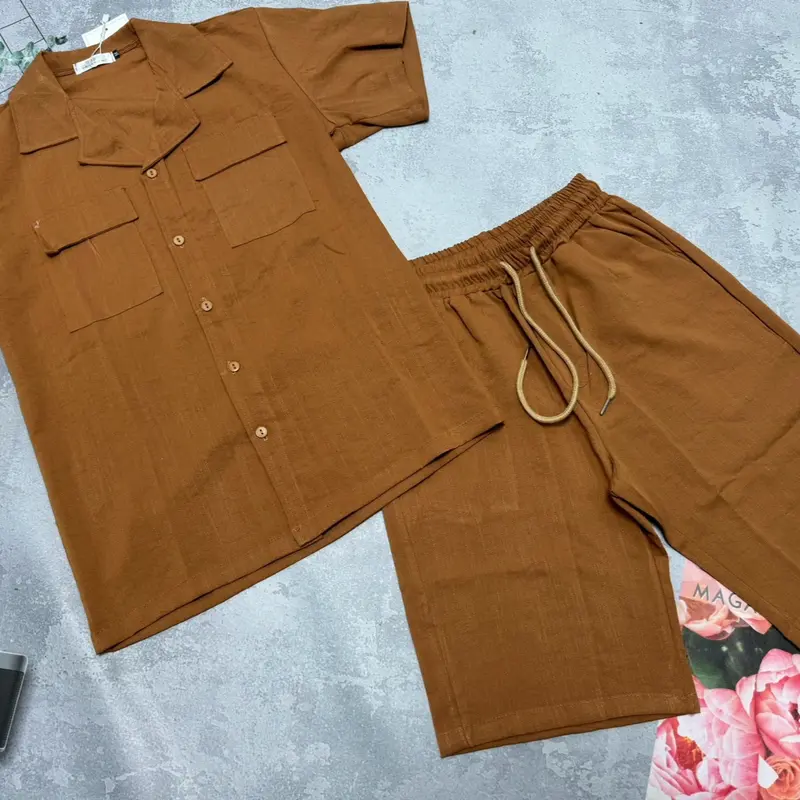 Bộ đũi cộc cổ vest cao cấp cho nam 4