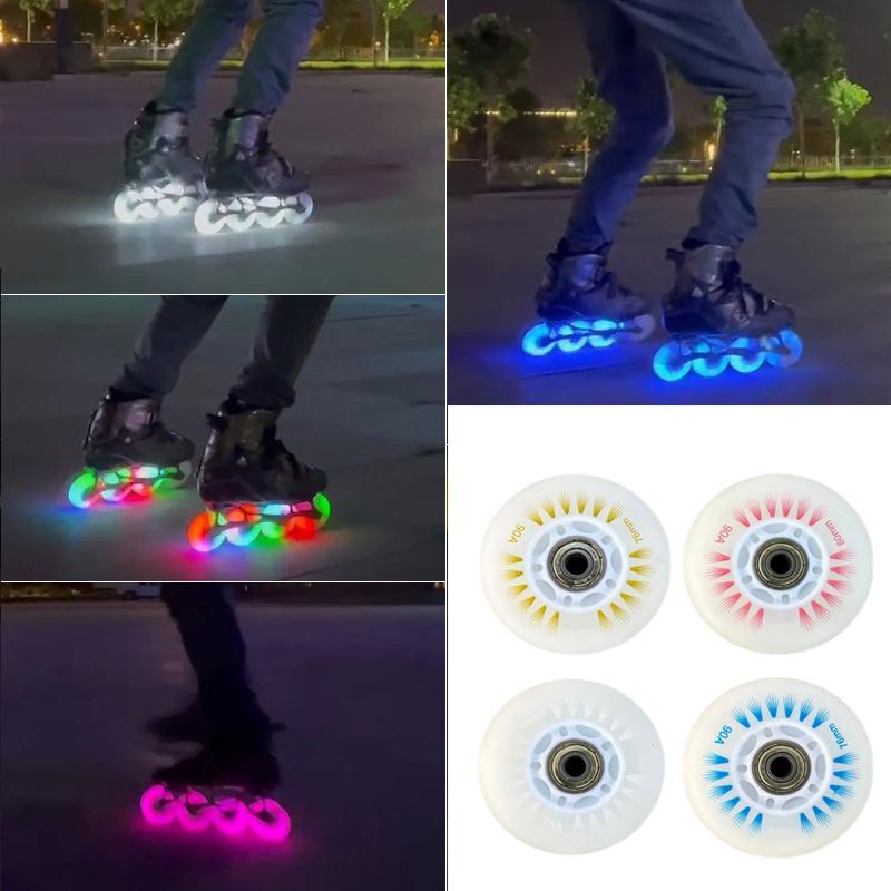 Product Introduction of 1Pc Flash Inline Skate Wheels 90A LED Lighting Skating Wheel Flash Wheels Sliding Roller Skating Shoes 76MM 72MM 68MM 20