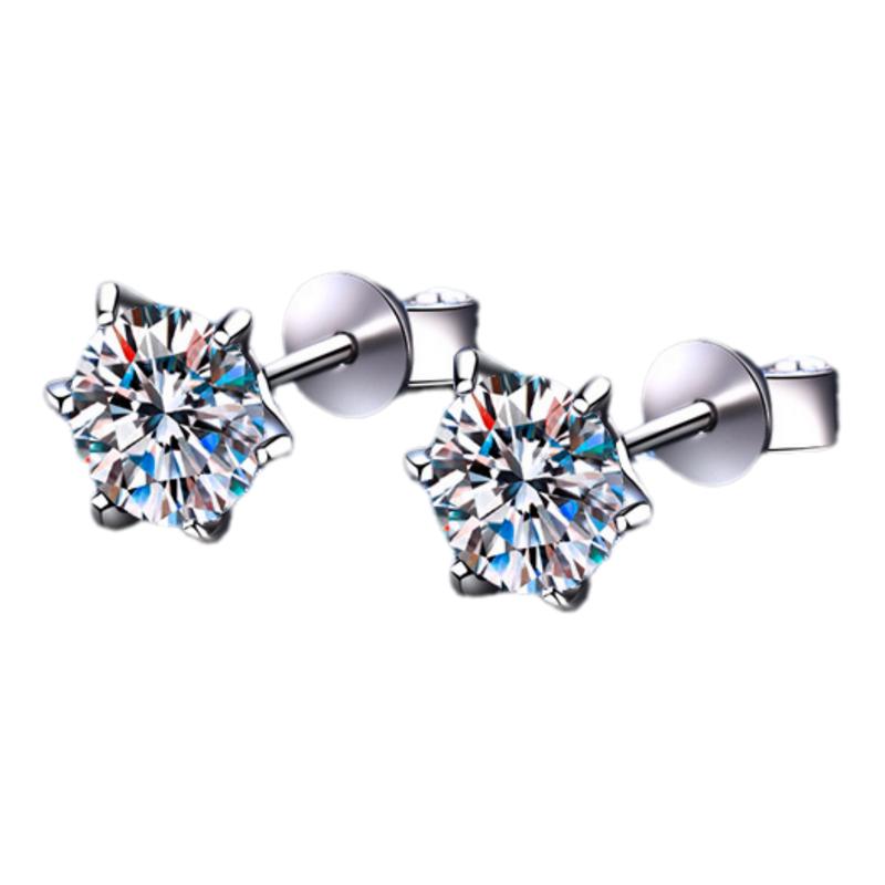 E082 Simple Six-Claw (Tiger Claws) Screw + Earplug Moissanite: Tiger Claws Tiya, Six-Claw Rhyme Match, Screw with Wind, fashion Jewelry Accessories with Multiple Styles# Screw Stable Rhyme moissanite diamond  ring diamond   ဆွဲကြိုး925 fine  silver  925 6