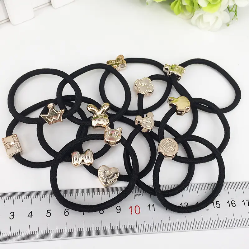 Dây Buộc Tóc, Màu Đen, Hạt Vàng Tiêu Chuẩn, Độ Đàn Hồi Cao, Phong Cách Nhật Bản Và Hàn Quốc Nữ Thun Scrunchies Bờm Women