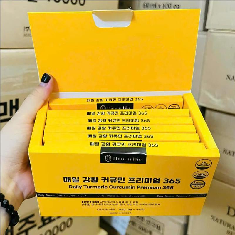 Tinh Nghệ Nano Daily Turmeric Curcumin Premium 365 Hamin Bio 96g - Hộp 32 Típ Thanh Lọc hỗ trợ tiêu hóa làm đẹp tinh  chat nghenano