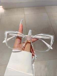 Lentes de moda retro, 1 par de lentes de bloque de color para uso diario, accesorios de moda con marco de ojo de gato, complementos de viaje