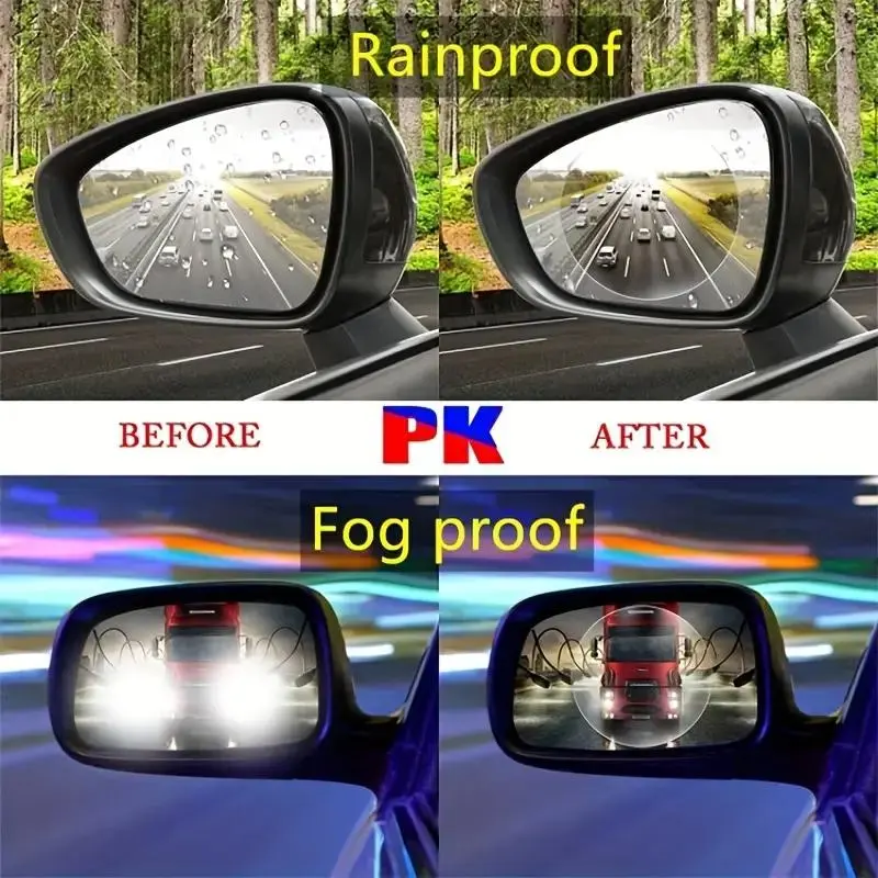 2pcs Car Rearview Mirror Rainproof Film, Anti-Fog And Water-Repellent Anti-Dazzle Rain-Proof Film For Automobile Rearview Mirror Side Window 8