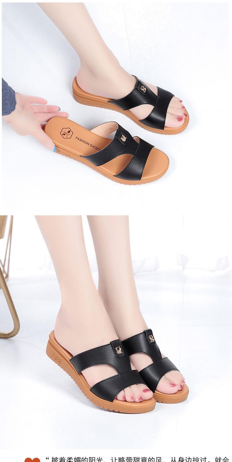 Product Introduction of Dép Đế Xuồng, Da Thật Mềm, Đế Mềm, Giày Nữ Trung Niên Dép Cho Mẹ Đế Thấp Đế Bằng Mùa Hè Mới 2024 12