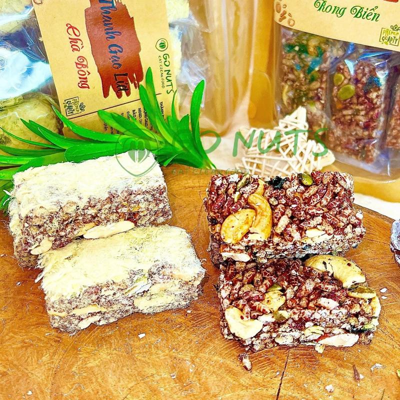 Thanh gạo lứt GO NUTS vị chà bông/rong biển mix hạt dinh dưỡng không đường tạo ngọt bằng mật ong, bánh hạt mix ngũ cốc dinh dưỡng