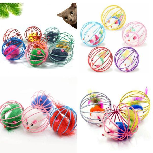 [ĐỒ CHƠI] BÓNG CHUỘT TRONG LỒNG SẮT NHIỀU MÀU VUI NHỘN CHO CHÓ MÈO