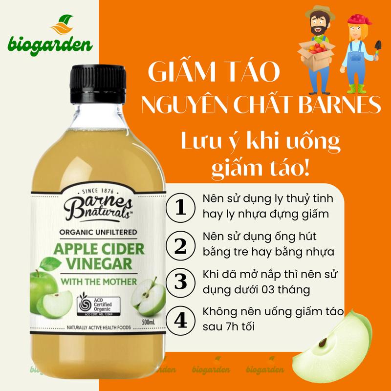 Product Introduction of Giấm táo hữu cơ nguyên chất (có giấm mẹ) chai 500ml Barnes Naturals - Hỗ Trợ Tiêu Hoá - Giảm Mùi Hôi 24