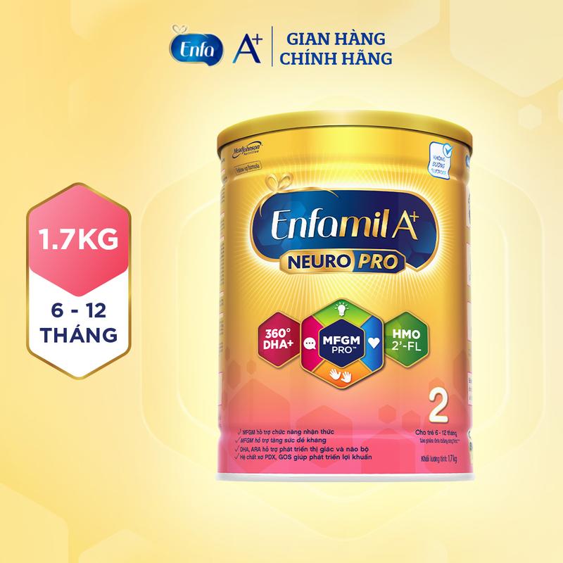 Sữa Bột Enfamil A+ Neuropro 2 - FL HMO Vị Nhạt Dễ Uống – 1.7kg cho bé từ 6-12 tháng
